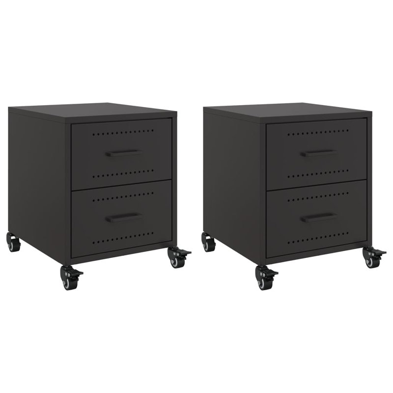 Anadalay 36cm W Steel Bedside Table, Black