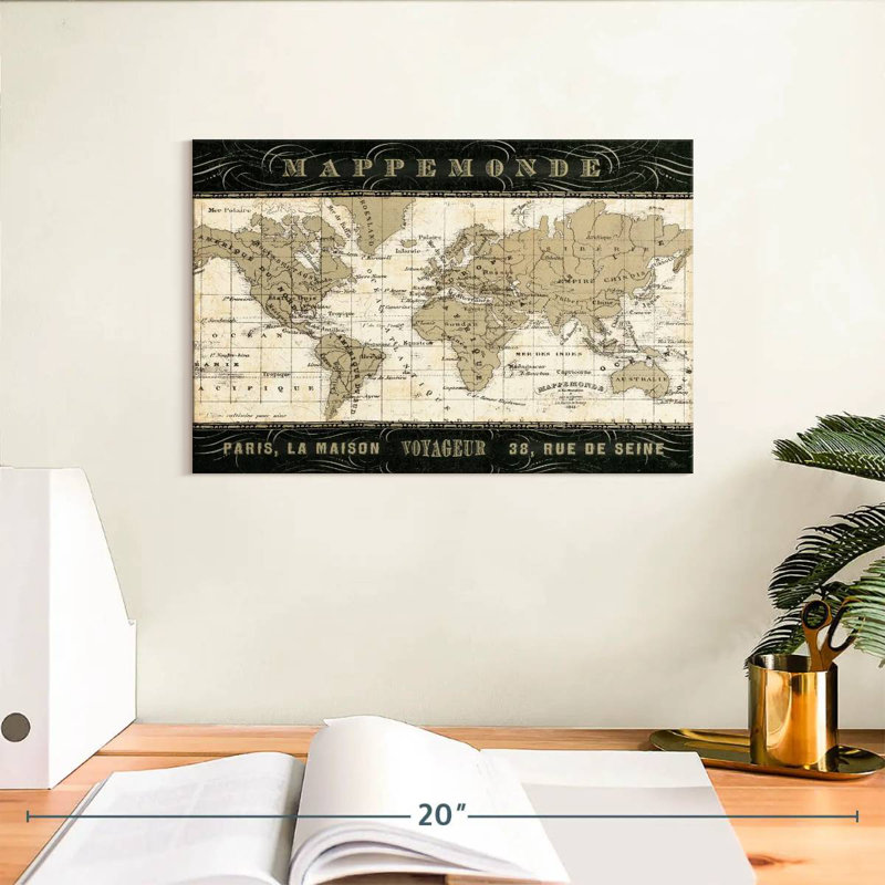 Mappemonde, H 8 po x l 12 po