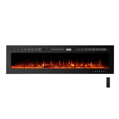 90" Ultra-Slim Recessed/Wall Fireplace – 12 Colors, 750/1500W, 9H Timer & Touch Control