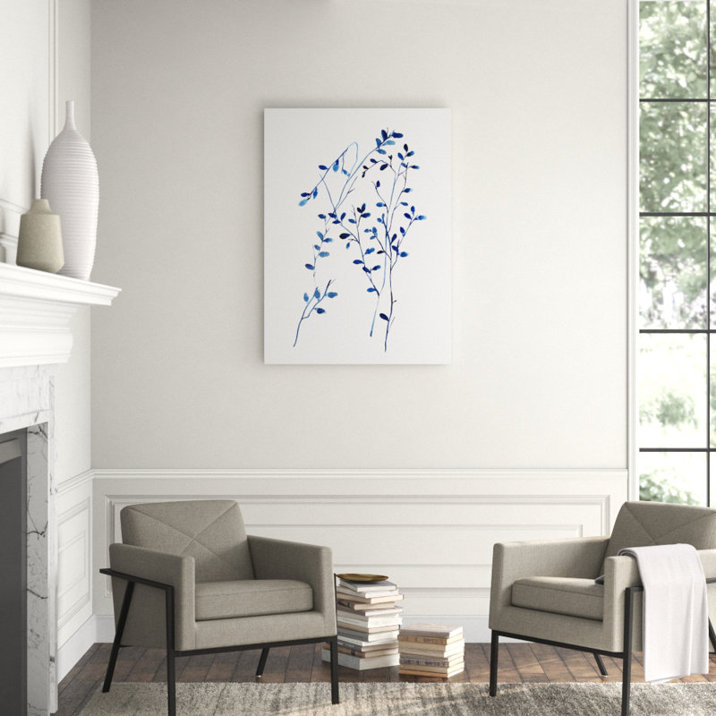Foglie Blu III Print by Barclay Butera, 32" H x 24" W x 1.5" D, Image Brush Gel