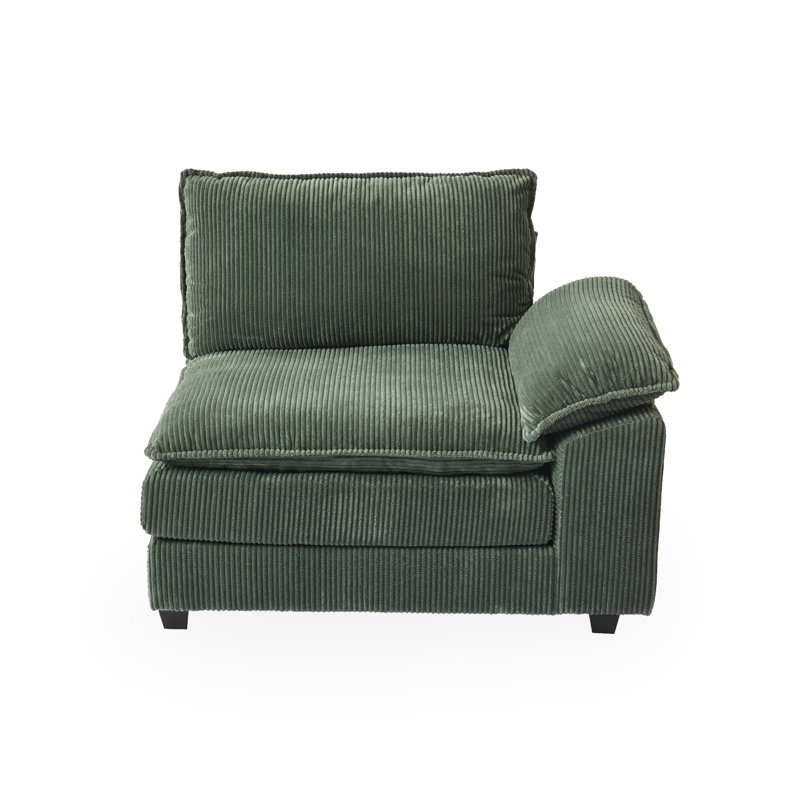 Chaise d'angle rembourrée Lauretta, Velours côtelé vert