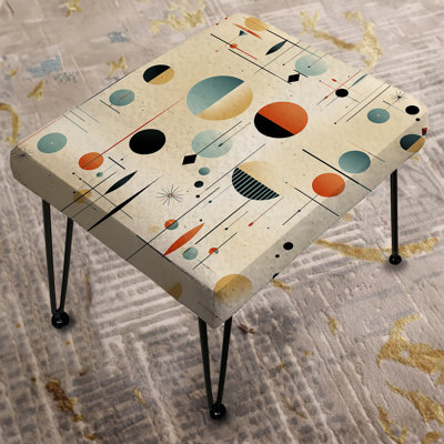 Beige Retro Modern Sphere Matrix - Geometric Rectangle Ottoman
