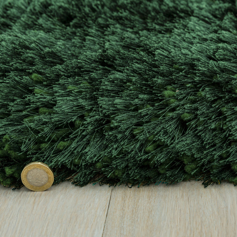 Plush Deep Pile Shaggy Emerald Rug, Rectangle 70 x 140cm