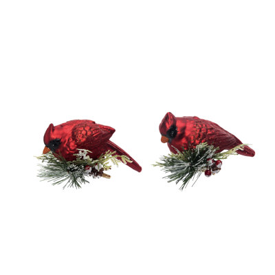 Verre de 5,75 po. Ensemble de 2 pinces de Noël avec cardinal