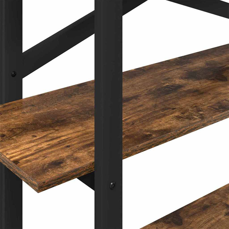 100cm W Steel Etagere Bookcase, (3 Shelves) 102cm. H x 100cm. W x 33.5cm. D, Smoked Oak