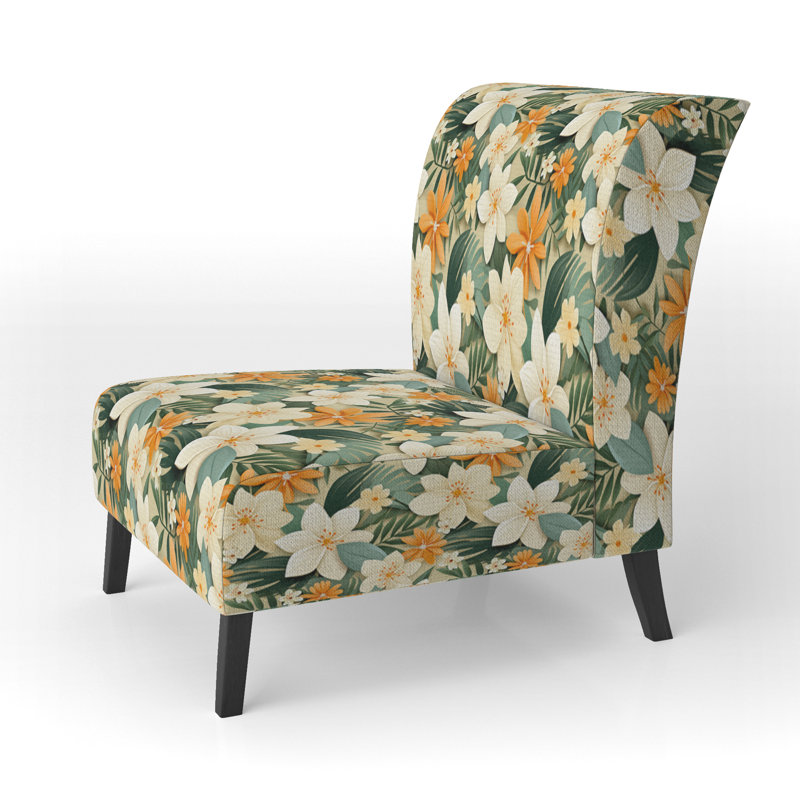 Fauteuil de chambre rembourré C, Manguier à motif tropical II