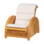 Chaise longue bali & pari en rotin naturel avec coussin - Fauteuil d'appoint en osier tressé à la main, dossier et accoudoirs arrondis, idéal pour le salon ou la véranda.