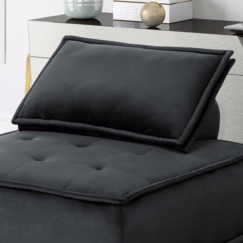 Canapé modulaire Basic, repose-pieds 3 pièces en velours 80 po Basic
