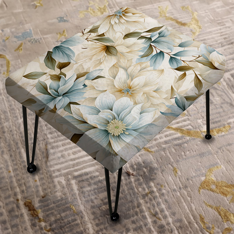 Repose-pieds blanc Mandalas Chrysanthemum Boho
