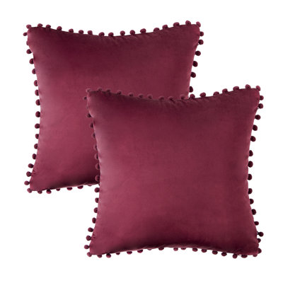 Coussin Silky Velvet Series Pom-poms