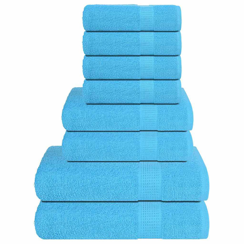 100% Cotton Mulit-Size Set, Turquoise, 8 Piece Towel Set
