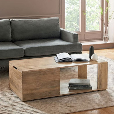 Table basse en bois massif rétro Burlywood