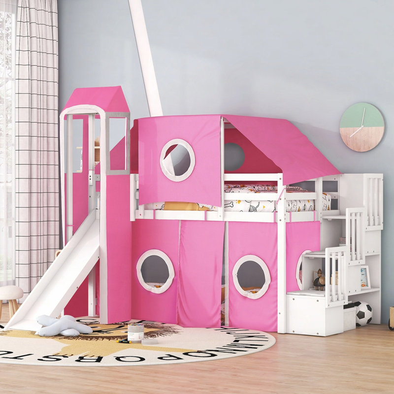 Lit mezzanine simple avec tente et tour