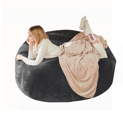 Fauteuil à billes en mousse à mémoire de forme de 6 pi, canapé moelleux avec housse amovible en flanelle pour adultes et adolescents, idéal pour le salon, la chambre à coucher ou un dortoir