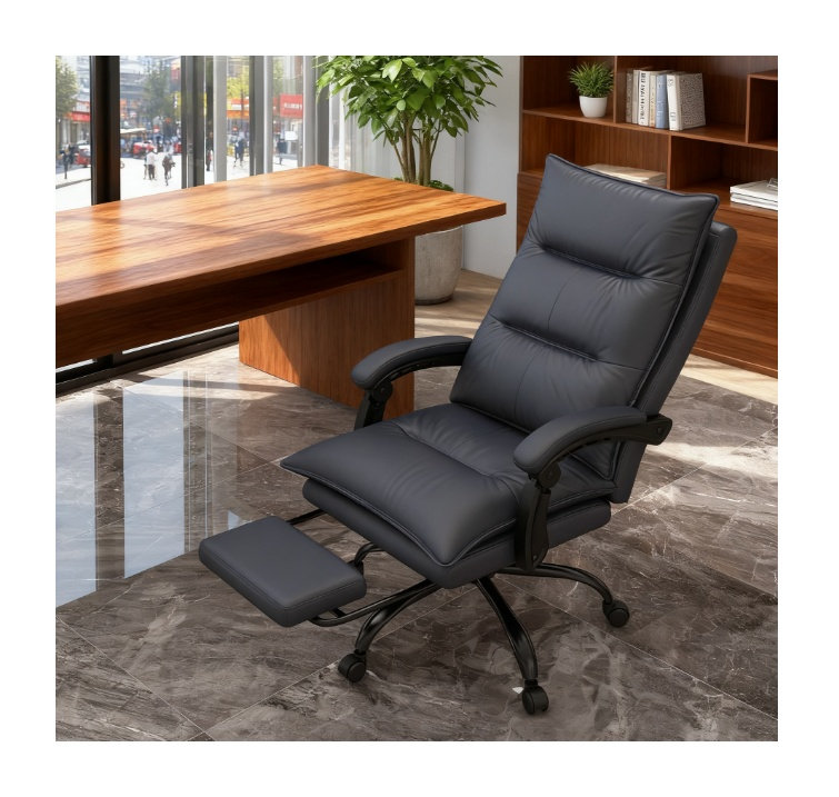 Fauteuil inclinable de direction gris foncé avec repose-pieds réglable et fonction de massage