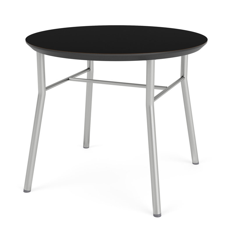 Chat Waiting Reception Round End Table, Silver, Midnight Black