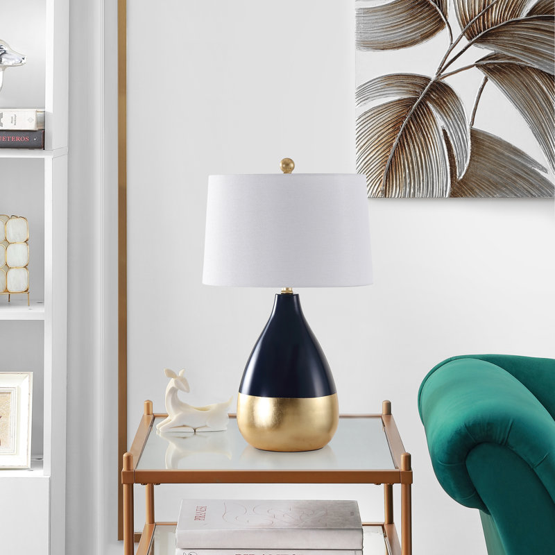 Akeilah Metal Table Lamp, Navy/Gold