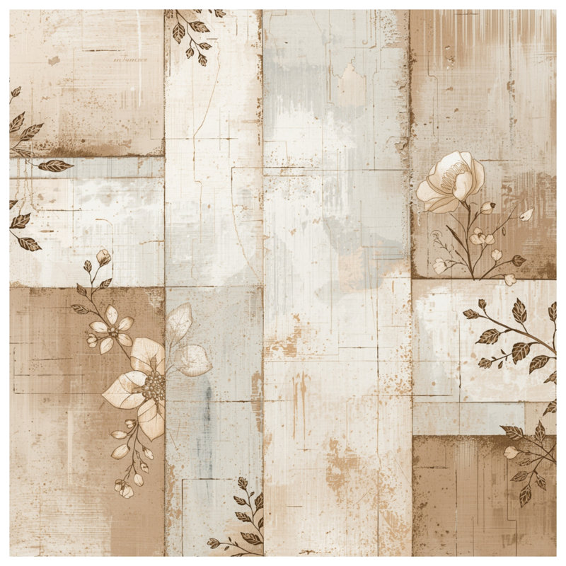 Tapisserie murale «Floral Patchwork Collage», H 50 po x l 60 po avec 4 œillets