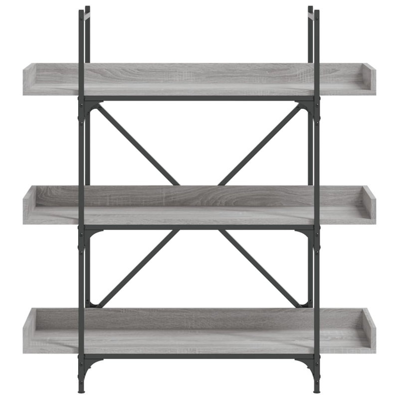 Sandre 100cm W Metal Bookcase, (3 Shelves) 108.5cm H x 100cm W x 33cm D, Grey Sonoma