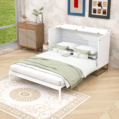 Queen Murphy Bed with Metal Legs, Free-Standing Frame