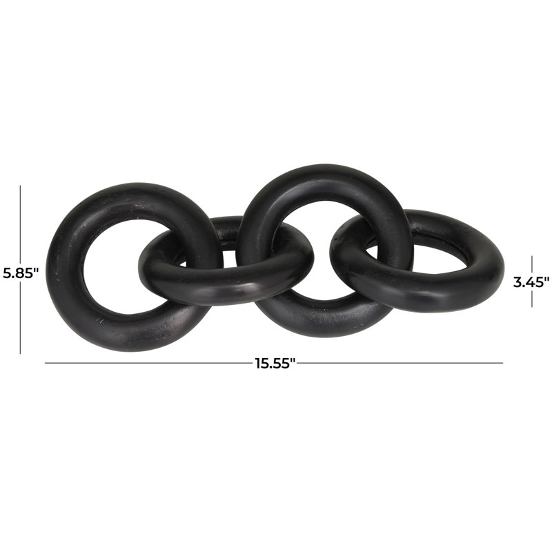 Aluminum Metal Chain Decorative Sculpture, Black