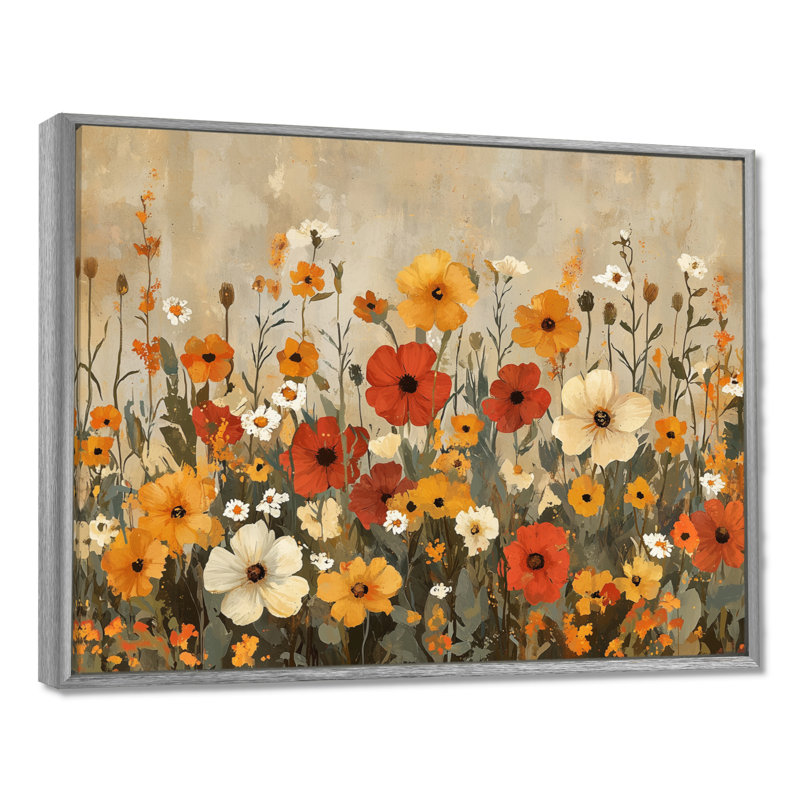 Alvey - Floral Wall Art, Argent argent, H 12 po x l 20 po, Picture Framed