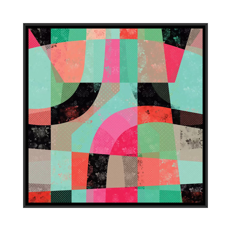 «Patchwork», impression sur toile, H 18 po x l 18 po x P 1,5 po, Pas de tapis, Toile avec cadre noir