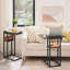 Foldable End Table C Shaped Side Table with Storage Shelf-1746014655