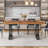 Dining Table, Rectangular, Metal Base, 63 Inch-111236772-124445095