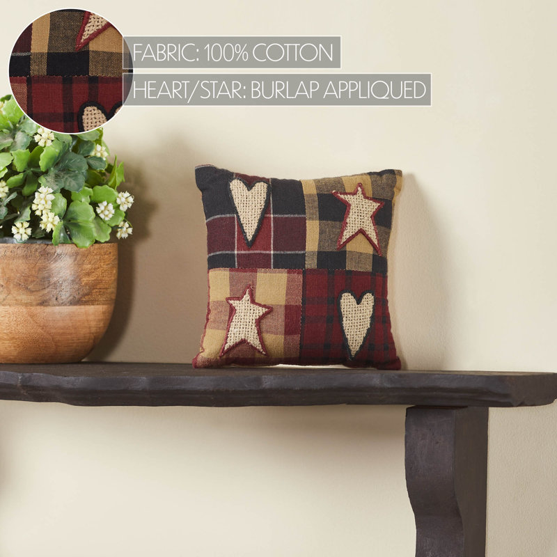 Connell Burgundy Cotton Patchwork Appliqued Throw Pillow