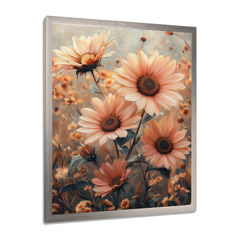 Mullaney - décoration murale florale, Argent argent, H 20 po x l 12 po, Reproduction encadrée d'une seule photo