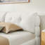 Lit plateforme en tissu bouclé de style crème, structure rembourrée en nuage doux avec pieds en bois massif-42640772