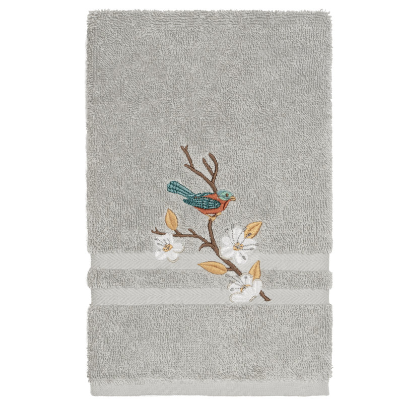 Spring Time Turkish Cotton Midweight Hand Towel, Light Gray