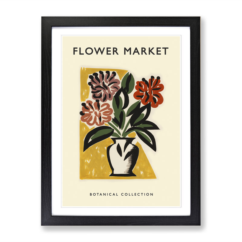 A Botanical Flower Market Exhibition No.11 - Single Picture Frame Print on Wood, 46cm H x 34cm W x 2cm D