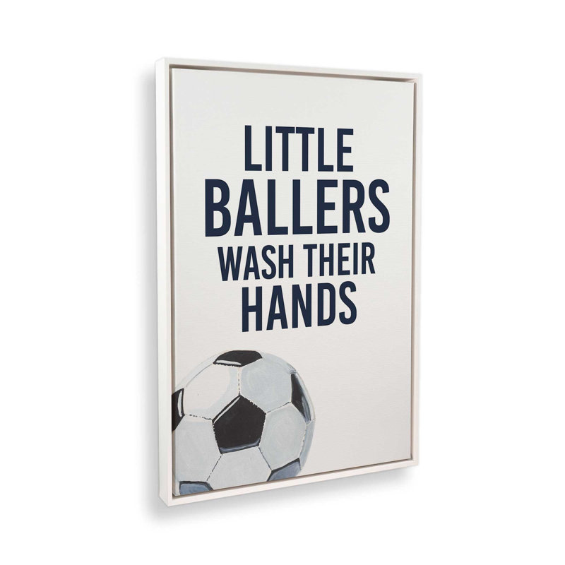 Les petites balleuses se lavent les mains, H 18,75 po x l 12,75 po, Cadre flottant, Blanc opaque