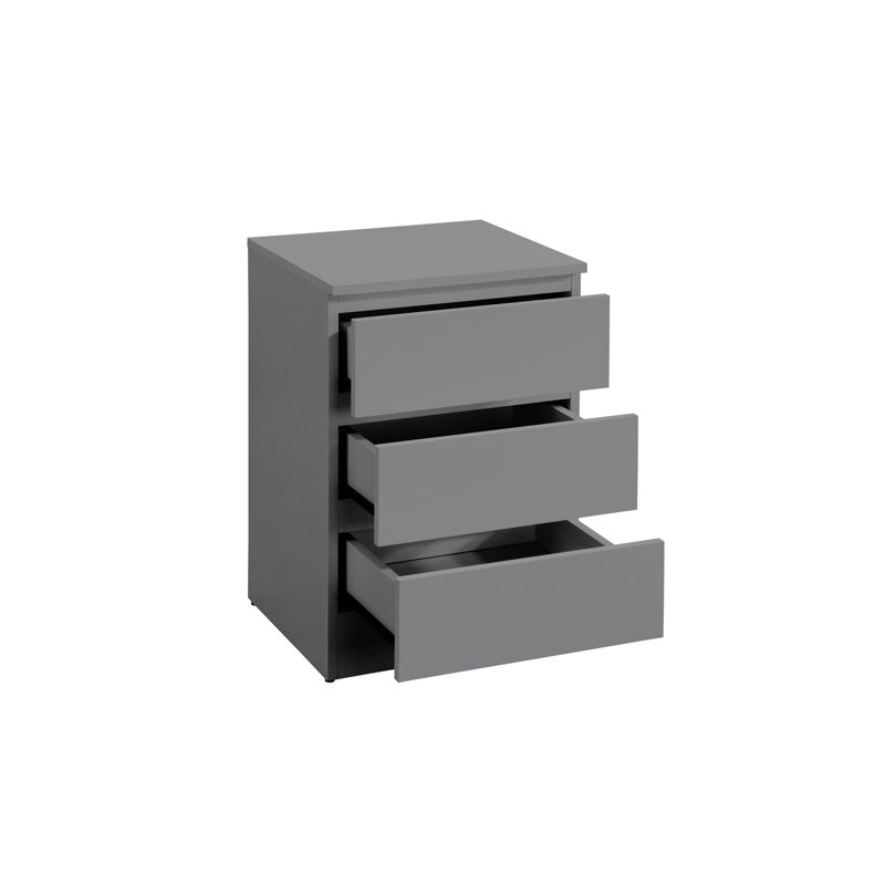 Marqita 3 Drawer Bedside Table, Grey