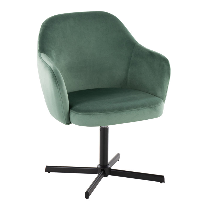 Fauteuil d'appoint pivotant Braylee, Velours vert, Noir