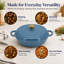 Cocotte ronde en fonte émaillée de 3,5 litres avec couvercle à arrosage automatique et poignées en boucle (bleu ardoise)-135746695