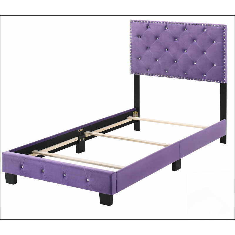 Structure de lit moderne avec tête de lit pour la chambre à coucher, Simple, Mauve