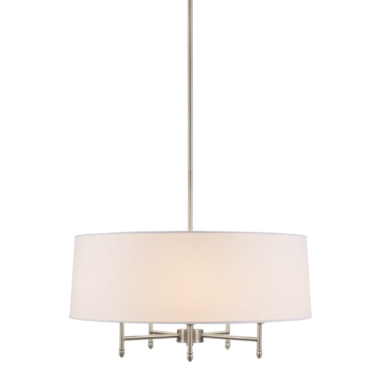 Lustre réglable 5 lumières à abat-jour tambour, lustre moderne, lustre de vestibule, Argent argent