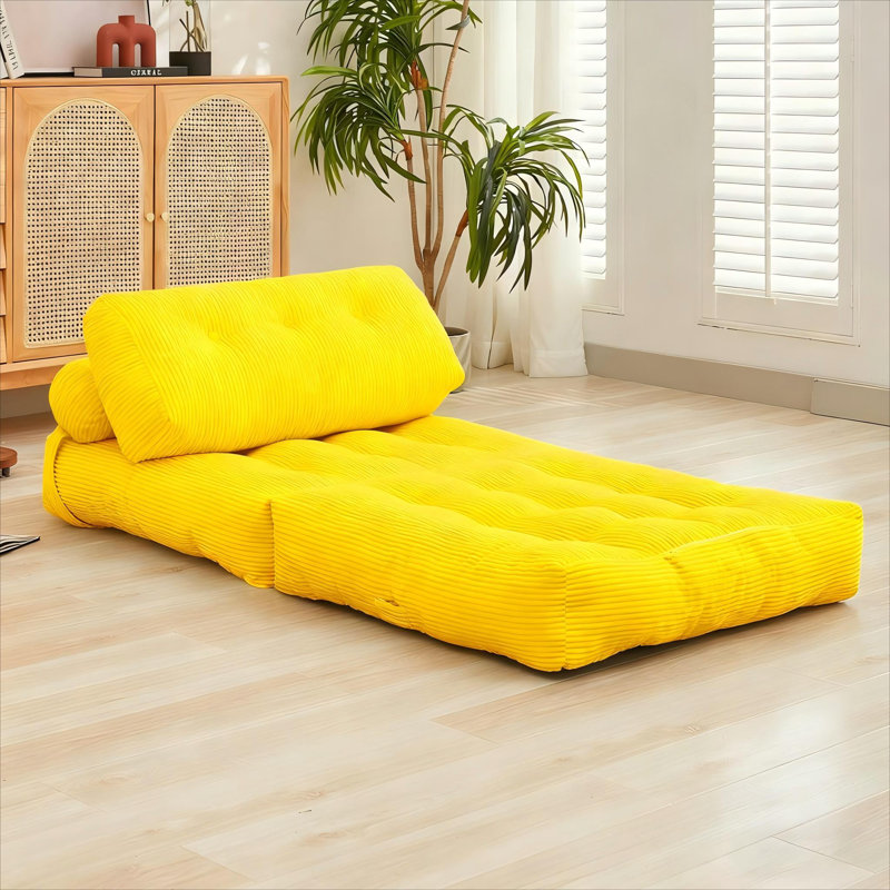 Canapé-lit pliant Boneless Ebern Designs, fauteuil-lit convertible avec coussin et support pour le dos, fauteuil-lit pliant portatif, canapé-lit confortable au sol, canapé paresseux pour dortoir / salon / bureau / appartement, simple