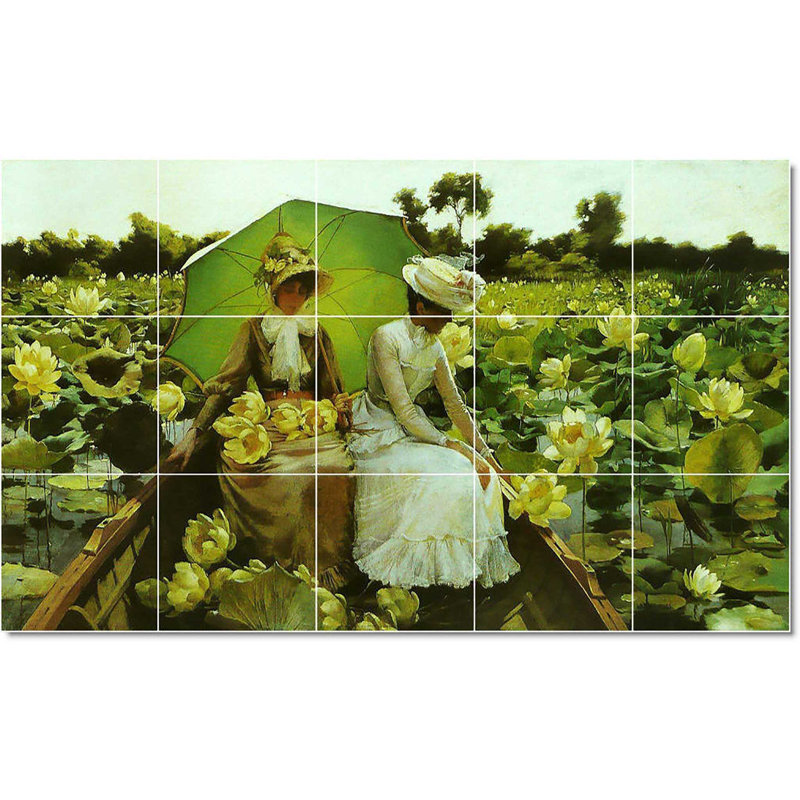 60" x 36" Ceramic Painting Decorative Mural Tile 12" x 12", Charles Courtney Curran Woman W22274