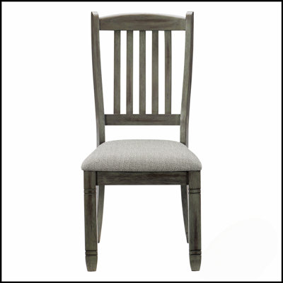 Ensemble de salle à manger 5 pièces gris antique et fini café avec 6 tiroirs et 4 chaises rembourrées, parfait pour les salles à manger de style champêtre.