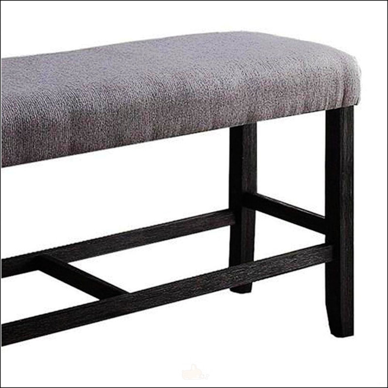 Espresso Finish Wooden Counter Height Bench With Padded Seat And Footrest For Comfortable Kitchen Dining