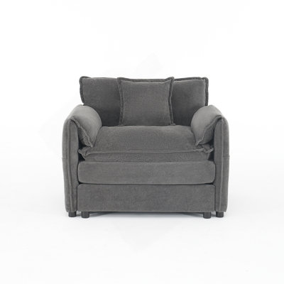 Oversized Modular Chenille Armchair With Deep Seat, Toss Pillow, And Customizable Sectional Design For Living Room Or Bedroom.
