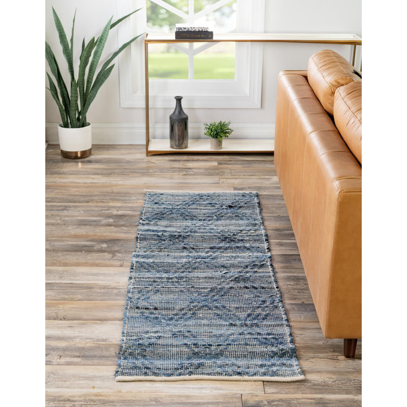 Tapis en coton Lessly, Tapis de couloir 2 pi 7 po x 12 pi