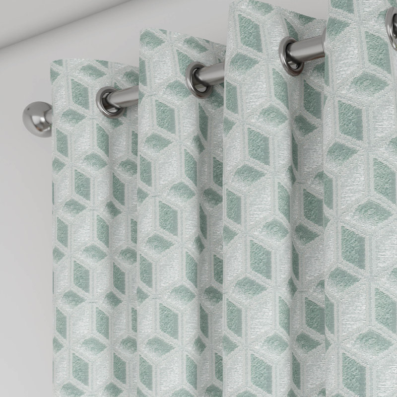 Geometrical 52 x 84 Inch, Door Curtain - Pack of 2 Panels, Blue