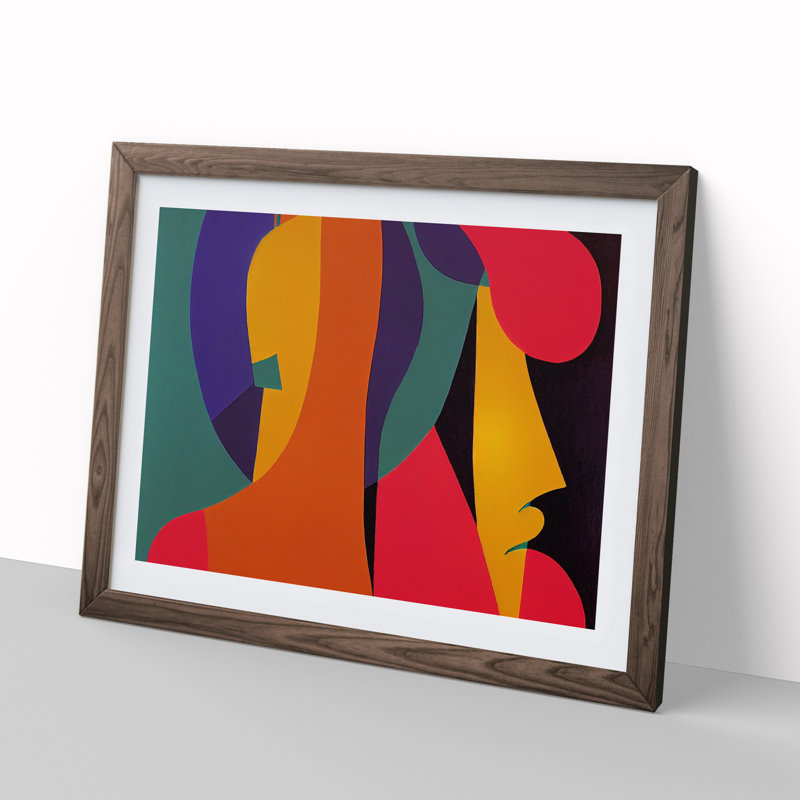 Flowing Modern Abstract - Single Picture Frame Painting, 34cm H x 46cm W x 2cm D, Walnut