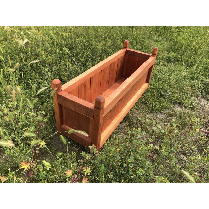 Pot à fleurs surélevé en bois, H 17 po x l 12 po x P 36 po, Séquoia cœur