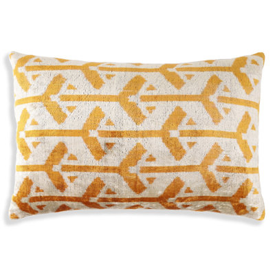 Handmade Velvet Tribal Pillow – 16X24" Gold & Ivory Silk Cushion